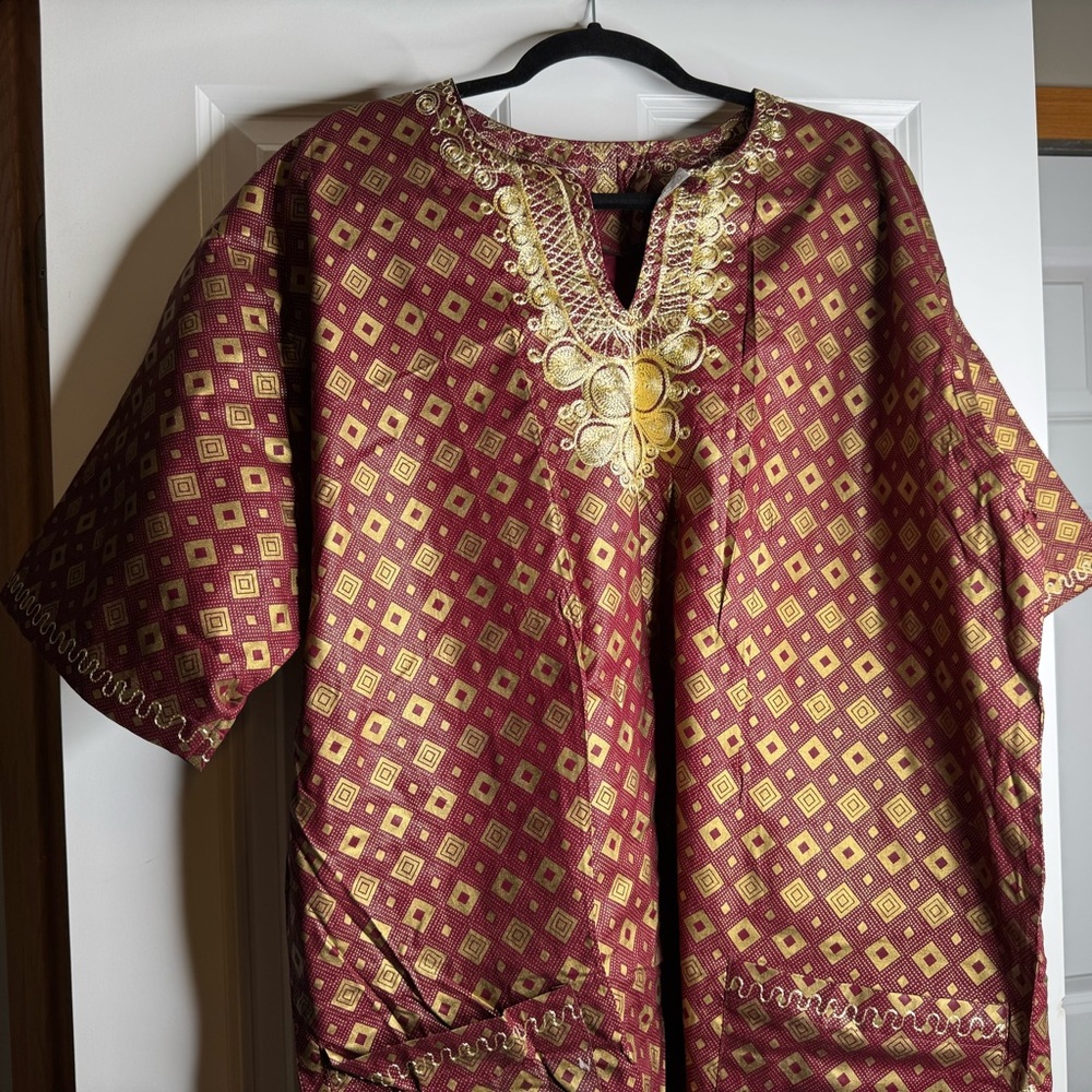Traditional Kitenge African Embroidery Shirt Fits size L - XL.